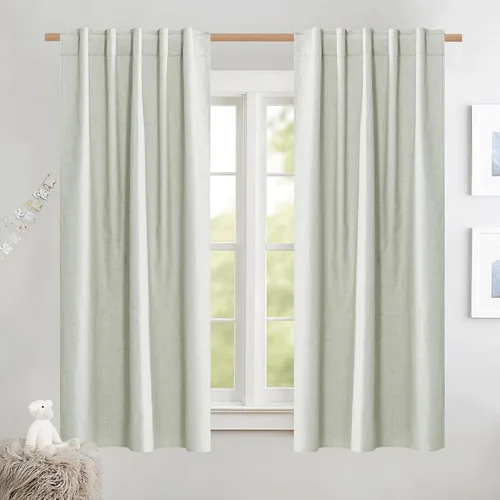 Miniatura 75 de NICETOWN Cortinas 100% opacas de 63 pulgadas de largo, 2 paneles de cortinas cortas con aislamiento térmico con forro para dormitorio, cortinas