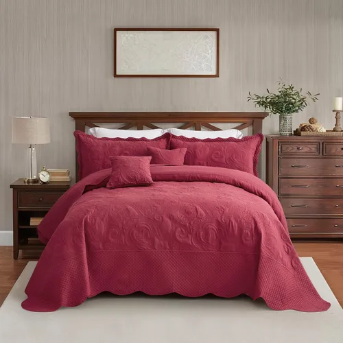 Miniatura 15 de Colcha extragrande King de 128 x 120 pulgadas, extra ancha, diseño de patrón paisley, funda de cama ligera, reversible, 5 piezas, 100% microfibra, 1