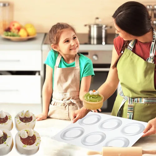 Miniatura 5 de Moldes grandes de silicona para chocolate, 6 cavidades redondas, moldes de vidrio para chupitos de hielo, galletas, dulces, postres, pudín y postre