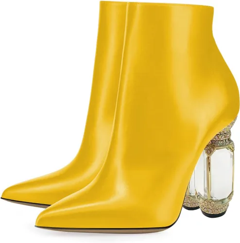 Miniatura 52 de FSJ Botas de tacón alto con punta puntiaguda para mujer, con tacón alto, con cremallera lateral brillante, estilo casual, para uso diario, zapatos