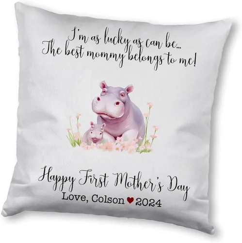 Miniatura 13 de Generic Custom Mama Hippopotamus with Childs, First Mother's Day Custom Pillowcase, Personalized Mother's Day Pillowcase, Gift for Mom, Home Decor