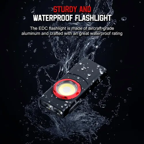 Miniatura 9 de Linterna EDC recargable Hopedone, linterna LED mini de 700 lúmenes con 8 modos, fuentes de luz duales, linterna magnética con clip, impermeable