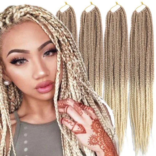 Miniatura 21 de 6 paquetes/lote (14/18/24/30) pulgadas, 0.4 in, 20 hebras por paquete, 3 extensiones de cabello trenzado de ganchillo finas, diámetro 3X