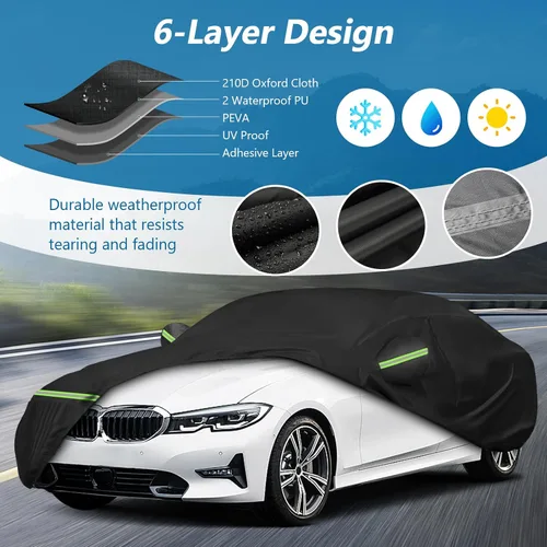 Miniatura 2 de Funda impermeable para coche para BMW Serie 3 M3 M340i 340i 335i 330i 328i 320i 2007-2023 E90 F30 G20, 210D Oxford con forro de algodón