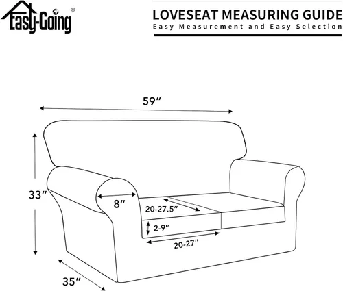 Miniatura 6 de Easy-Going Funda de sofá 100% impermeable doble de 3 piezas, elástica, suave, para perros, para sofá de 2 cojines separados, protector de muebles a