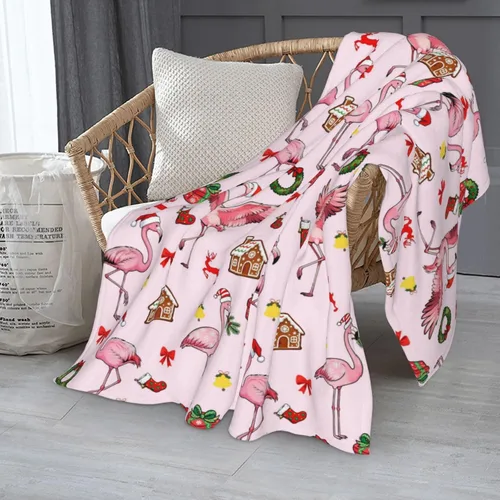Miniatura 2 de Manta de franela de flamenco de Navidad para niños y mujeres, manta mullida y acogedora de felpa de 50 x 40 pulgadas