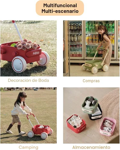 Miniatura 5 de PULA - Andador de empuje para bebé con ruedas para niños pequeños, juguetes para bebés de 6 a 12 meses, regalos de cumpleaños de 1 año, para Rojo