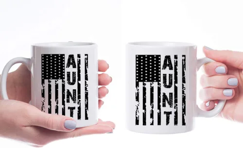 Miniatura 7 de Kropsis Taza de café de cerámica con diseño de bandera americana para familiares y amigos, color blanco