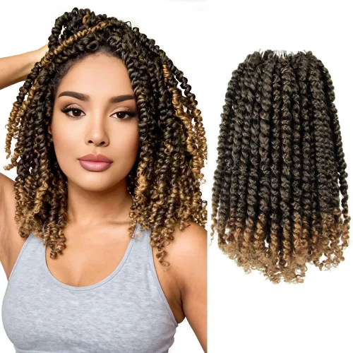 Miniatura 11 de Pelo Passion Twist de 8 pulgadas, trenzas de ganchillo pretrenzadas, paquetes de 8 paquetes (1B/negro natural)