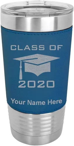 Miniatura 19 de LaserGram Vaso aislado al vacío de 20 onzas, con grabado personalizado incluido (piel sintética, estilo béisbol)