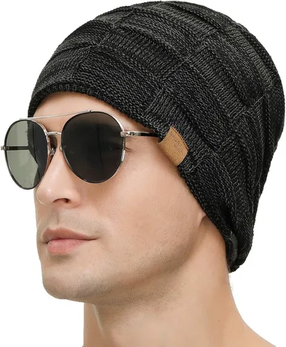 Miniatura 3 de 2 Packs Slouchy Beanie for Men Winter Hats for Guys Cool Beanies Mens Lined Knit Warm Thick Skully Stocking Binie Hat
