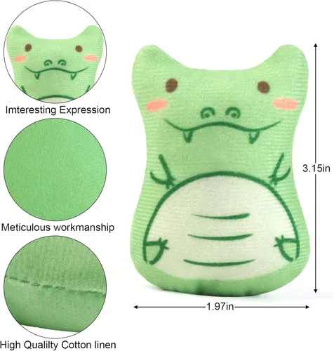 Miniatura 6 de Juguetes de hierba gatera para gatos de interior – 5 piezas de juguetes de peluche masticables para dentición interactivo relleno de hierba gatera