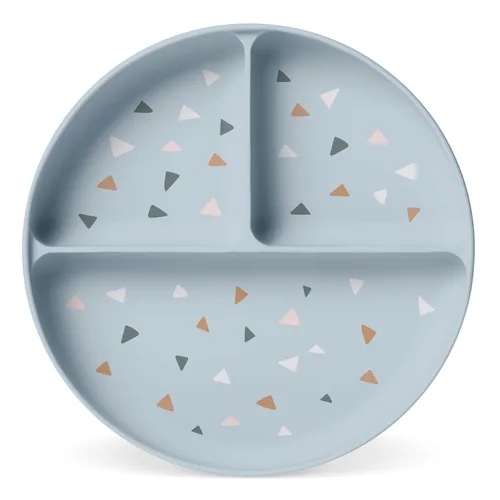 Simple Modern Plato de silicona para bebés y niños pequeños | Platos divididos y aptos para microondas para niños | Colección Parker | Triángulos