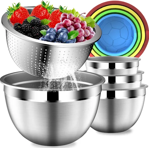 Miniatura 10 de DUTZUN Stainless Steel Mixing Bowls with Airtight Lids Set of 5, Black Best Kitchen Gifts for Mixing, Baking, Prep, Salads, Serving, Cooking