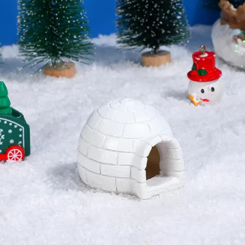 Miniatura 9 de HOMSFOU Mini figura de iglú modelo de casa de hielo de 2.16 x 1.88 x 1.77 pulgadas, adorno de decoración ártica para niños, casa de muñecas, micro