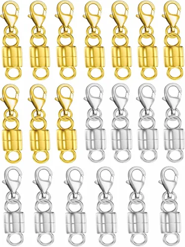 Miniatura 8 de Dailyacc Collar magnético de langosta Cierres y cierres de seguridad de oro de 14 quilates y plata convertidores de joyería para pulseras y extensor