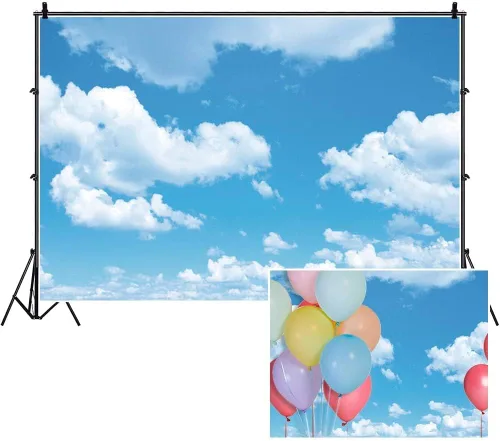 Yeele - Telón de fondo de fotos de cielo azul, nubes blancas de 10 x 8 pies, primavera, sol, cielo, nubes, fondo de fotografía, fondo de fotografía,