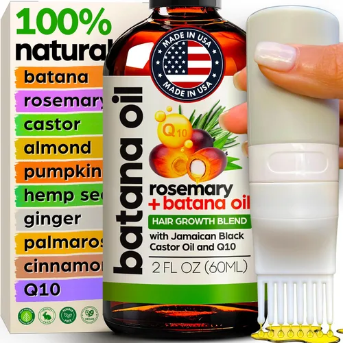 Aceite de batana para el crecimiento del cabello + aplicador de peine – 100% puro, orgánico, prensado en frío, sin refinar de Honduras por Dr. Sebi