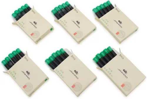 JINHAO - 30 cartuchos de tinta para pluma estilográfica JINHAO y Baoer Pen tamaño estándar (verde manzana)