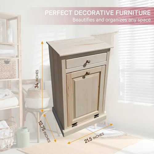 Miniatura 3 de Peaceful Classics - Gabinete escondido hecho a mano - Papelera decorativa para baño, oficina y dormitorio - Papelera de madera inclinable
