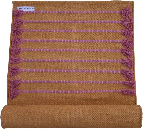 Miniatura 37 de Jaipur Art & Rugs - Alfombra de yoga de algodón, respetuosa con el medio ambiente, tejida a mano, gruesa (0.945 x 2.835 x 0.197 in)