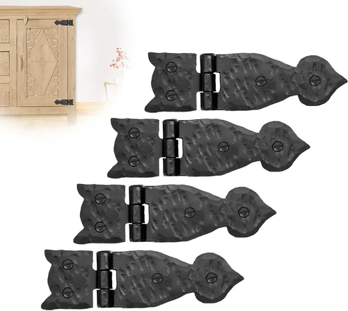 Miniatura 18 de Paquete de 2 bisagras de hierro forjado negro de 9 pulgadas, bisagras decorativas de hierro forjado, bisagras de hierro rústico para persianas