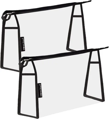 Miniatura 9 de Marcas Multiusos Impermeable Vinilo Transparente Cremallera Organizador Neceser Cosméticos Maquillaje Bolsa Bolsa, Transparente con bordes negros