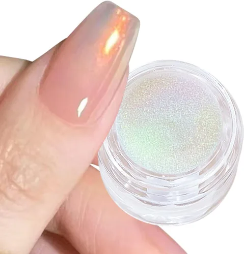 Polvo de uñas cromado de unicornio, efecto de espejo, brillo de limón, sirena, pigmento en polvo, polvo de cromo dorado aurora, para diseño de uñas,