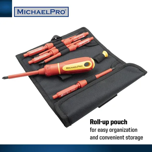 Miniatura 2 de MichaelPro Juego de destornilladores aislados, destornillador aislado de 1000 voltios con cuchillas intercambiables, bolsa de herramientas