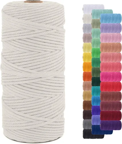 Miniatura 117 de Cuerda de macramé de 0.079 in para 219 yardas, cuerda de algodón natural para manualidades, hilo de cuerda de macramé de colores para colgar