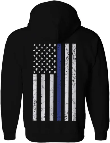 Miniatura 3 de Sudadera con capucha de la bandera estadounidense con diseño de la bandera azul delgada