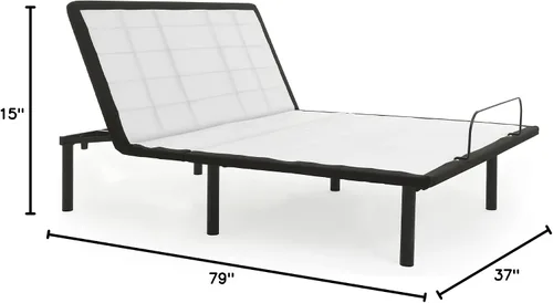 Miniatura 2 de Greaton Base de cama ajustable de 15 pulgadas con telas decorativas, inclinación de la cabeza con control remoto con cable, barra protectora