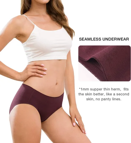 Miniatura 3 de Altheanray Ropa interior de algodón para mujer, sin costuras, suave, hipster, bikini de tiro medio para mujer