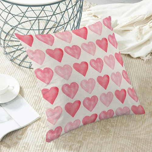 Miniatura 6 de Juego de 2 fundas de almohada para el día de San Valentín de 16 x 16 pulgadas, fundas de almohada rosas con corazón de amor, San Valentín, boda, día