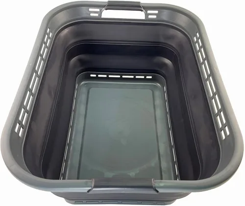 SAMMART Cesta plegable de plástico para la ropa sucia de 42L (11 galones) - Contenedor de almacenamiento plegable - Cesta portátil para lavandería -