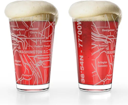 Miniatura 12 de Greenline Goods Vasos de cerveza – Juego de vasos de 16 onzas para los amantes de Pittsburgh – Juego de 2 – Grabados con Pittsburgh, PA Map