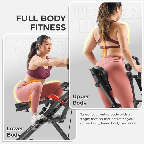 Miniatura 2 de Sunny Health & Fitness Row-N-Ride PRO, máquina de sentadillas completa para todo el cuerpo con banda de resistencia opcional, fácil de instalar