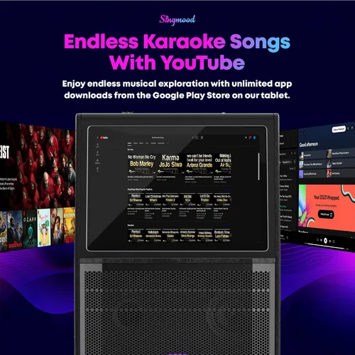Miniatura 2 de Máquina de karaoke para adultos, con pantalla de letras, altavoz Bluetooth grande portátil inteligente, 2 micrófonos inalámbricos, sistema
