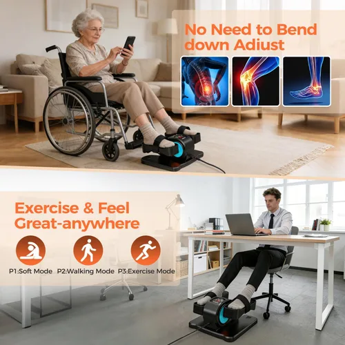 Miniatura 5 de ESL - Elíptica para debajo del escritorio, ejercitador de piernas portátil con correa de pedal para personas mayores, elíptica sentada compacta
