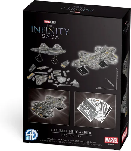 Miniatura 6 de 4D Build, Marvel Studios Avengers Helicarrier, kit de modelo de papel de rompecabezas 3D, kit de modelo de papel de 220 piezas para adolescentes