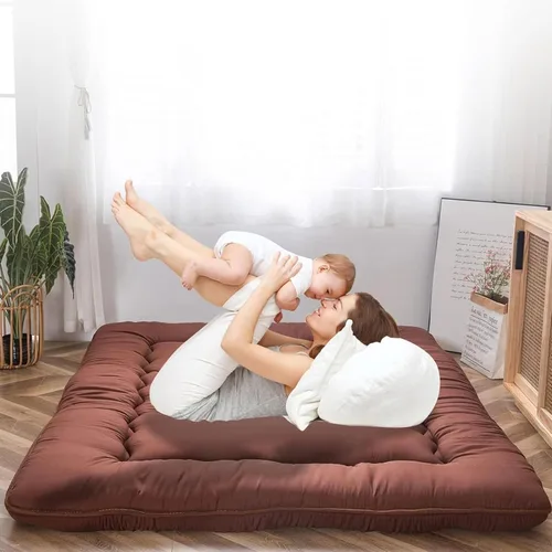 Miniatura 16 de QQP Colchón de futón japonés plegable de tatami, tapete portátil para adultos y niños, tapete para dormir adecuado para campamento, habitación