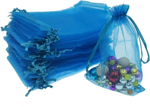 Miniatura 18 de Lautechco 100 bolsas de organza – 4 x 6 pulgadas, bolsas de regalo de malla beige con cordón para Navidad