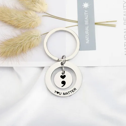 Miniatura 2 de OKEYCH Mental Health Awareness Gift Matter Keychain Semicolon Quote Jewelry Depression Gift