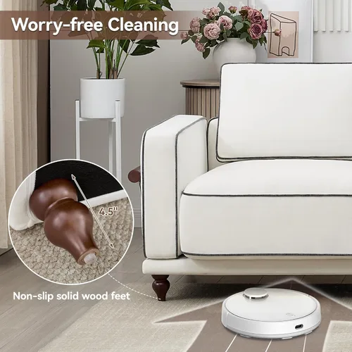 Miniatura 4 de Otomano cuadrado de 35'' para sofá seccional modular, otomanos tapizados y móviles con reposapiés para sala de estar, dormitorio, chenilla blanca