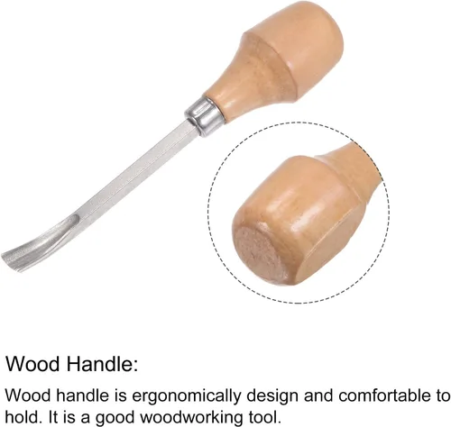 Miniatura 4 de uxcell Cuchillo para tallar cinceles de madera, 0.394 in cromado 45 # acero al carbono curvada punta media redonda herramienta de mano