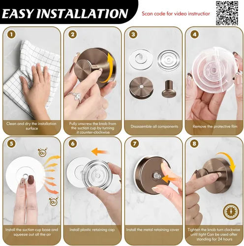 Miniatura 5 de MOTAIPEAK Ganchos de ventosa para ducha, 2 ganchos de succión para toallas de ducha, ganchos para toallas sin taladrar para pared de baño, cocina, 2