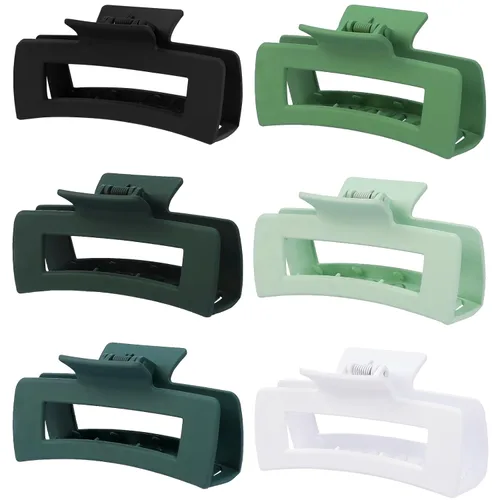 Miniatura 28 de Sisiaipu Pinzas de pelo grandes de 4 pulgadas, 6 piezas de garra grande para cabello grueso, pinzas cuadradas para el cabello para mujeres, pinzas