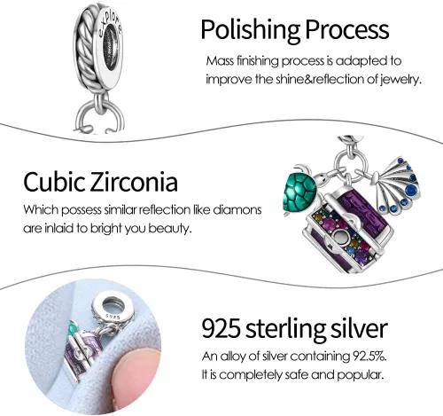 Miniatura 143 de Pandach Dijes colgantes de plata de ley 925 para pulseras y collares, dijes colgantes de Madonna con cuentas de girasol, joyería para mujer