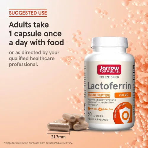 Miniatura 7 de Jarrow Formulas Suplementos de lactoferrina de 250 mg – Glicoproteína de apoyo inmunológico para un apoyo saludable del sistema inmunológico