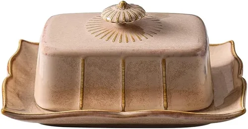 Miniatura 8 de Mantequillera de porcelana con tapa para encimera, contenedor de mantequilla de granja con mango de lujo, grande para mantequilla de la costa este